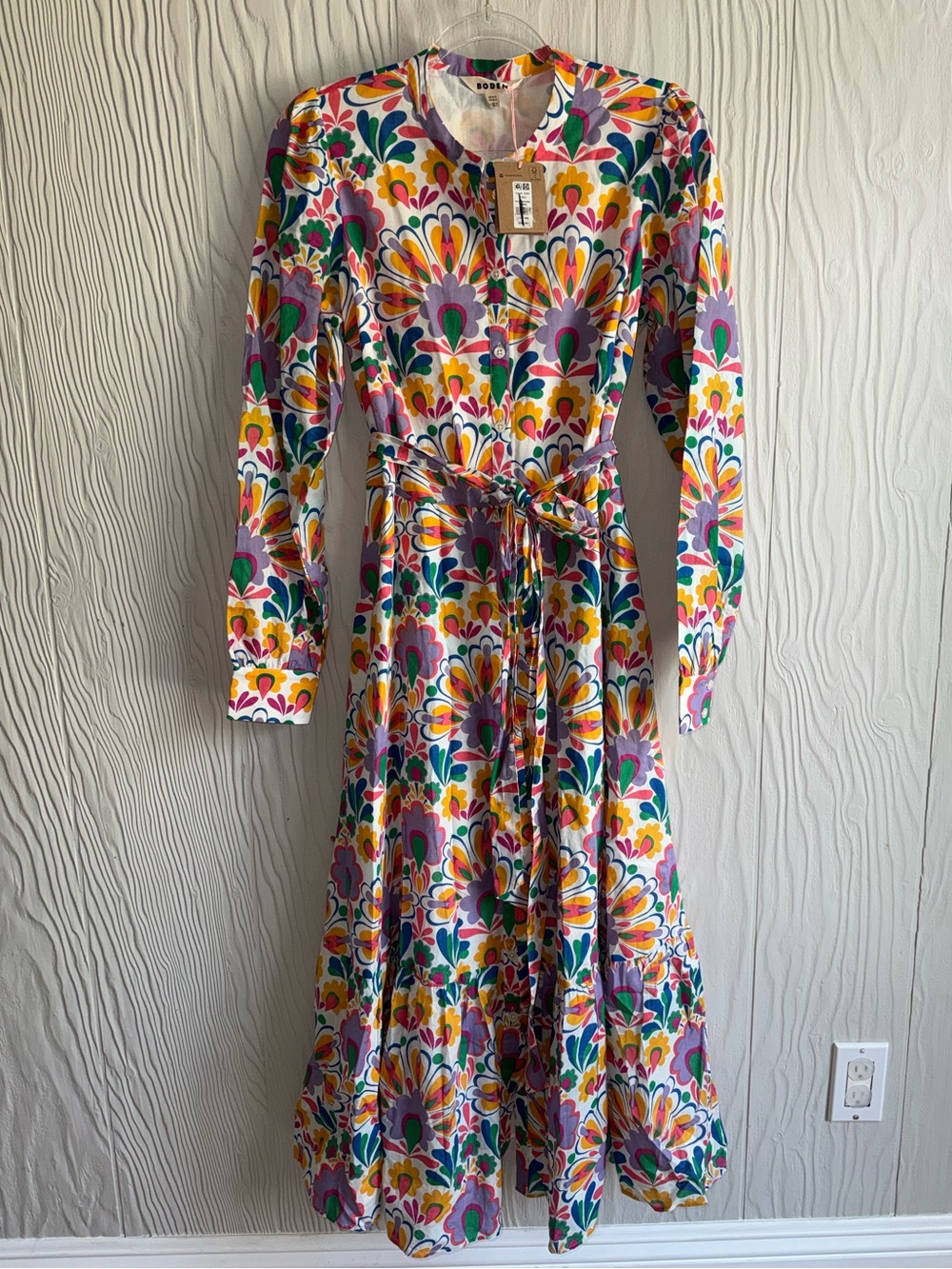 NEW BODEN BODEN Mia Tiered Midi Shirt Dress in Dandelion Multi Sz: 10 - Picture 3 of 14